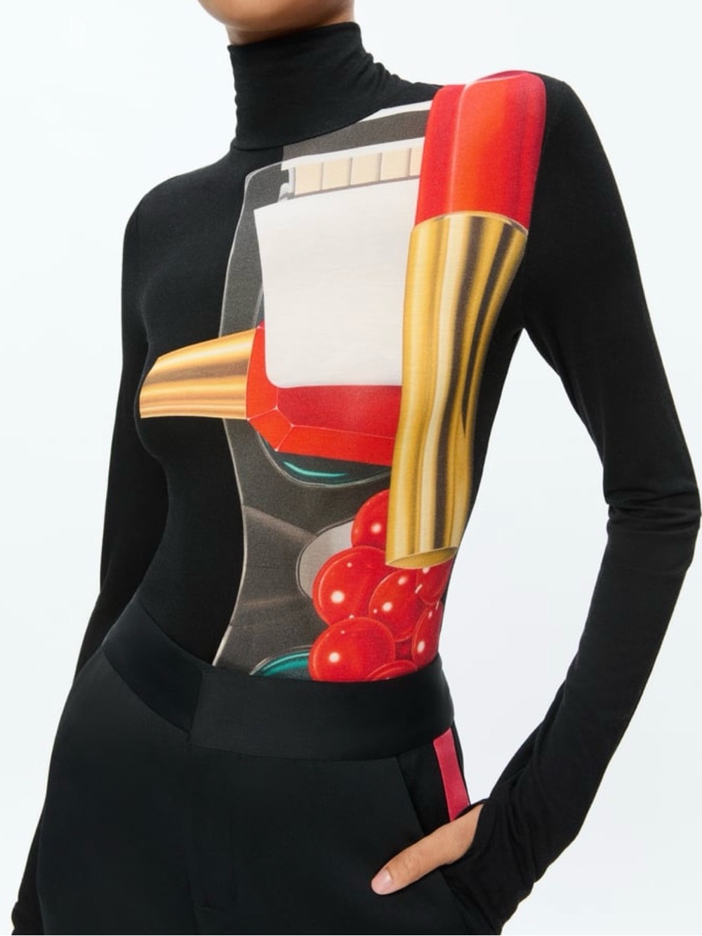 NWT Alice + Olivia X Tom Wesselmann Delaina Long Sleeve Turtleneck Top. Size XL - Picture 5 of 15